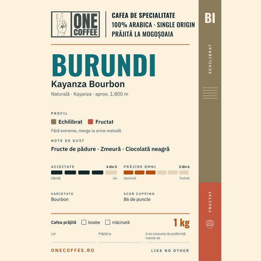 Eticheta cafelei Burundi Kayanza Bourbon, ONE COFFEE