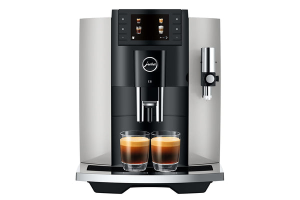 Espressor superautomat Jura E8 (EC), culoarea Platin, vedere din față