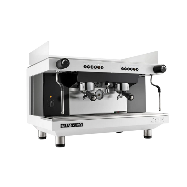 Espressor Sanremo Zoe SED/SAP, alb cu negru (imagine a versiunii cu 2 grupuri)