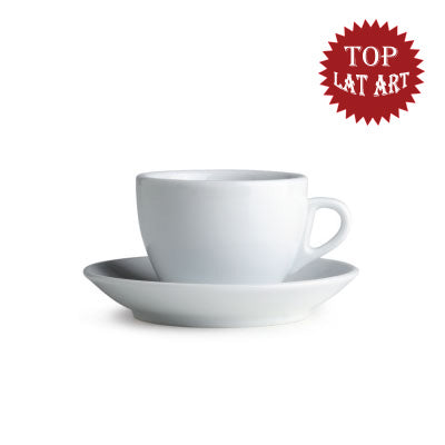 Set 6 cesti cu farfurioara portelan Cappuccino gama Palermo - 200 cc